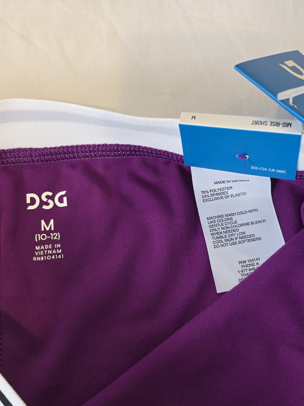 DSG Girls Purple Momentum Shortie Bike Shorts. Size M. Nwt - Picture 3 of 4